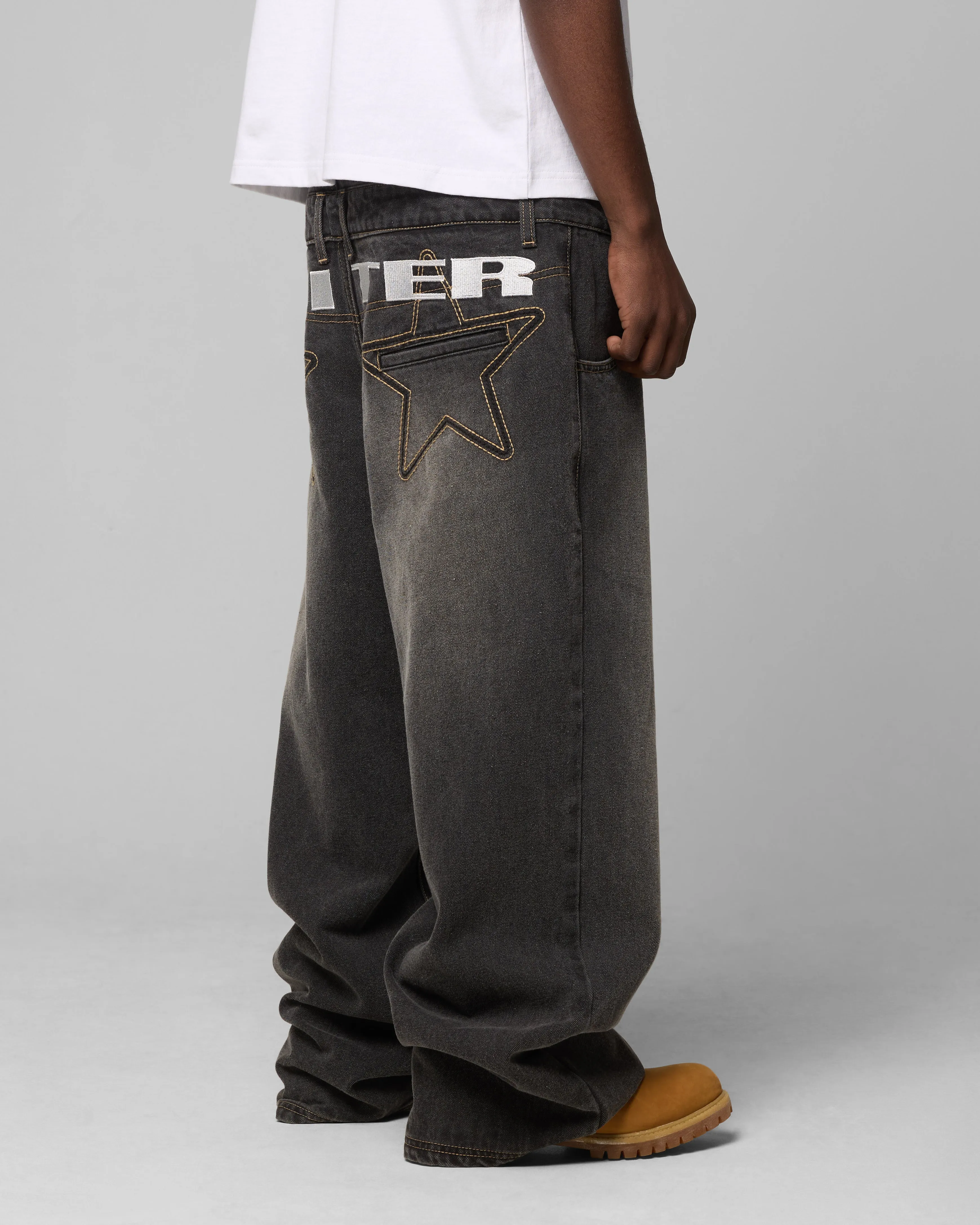 Loiter Star Layered Jeans Vintage Black Work Ready Lightweight Textured All Time Basic