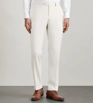 Weekend Style Slim Fit Off White Solid Suit Pant