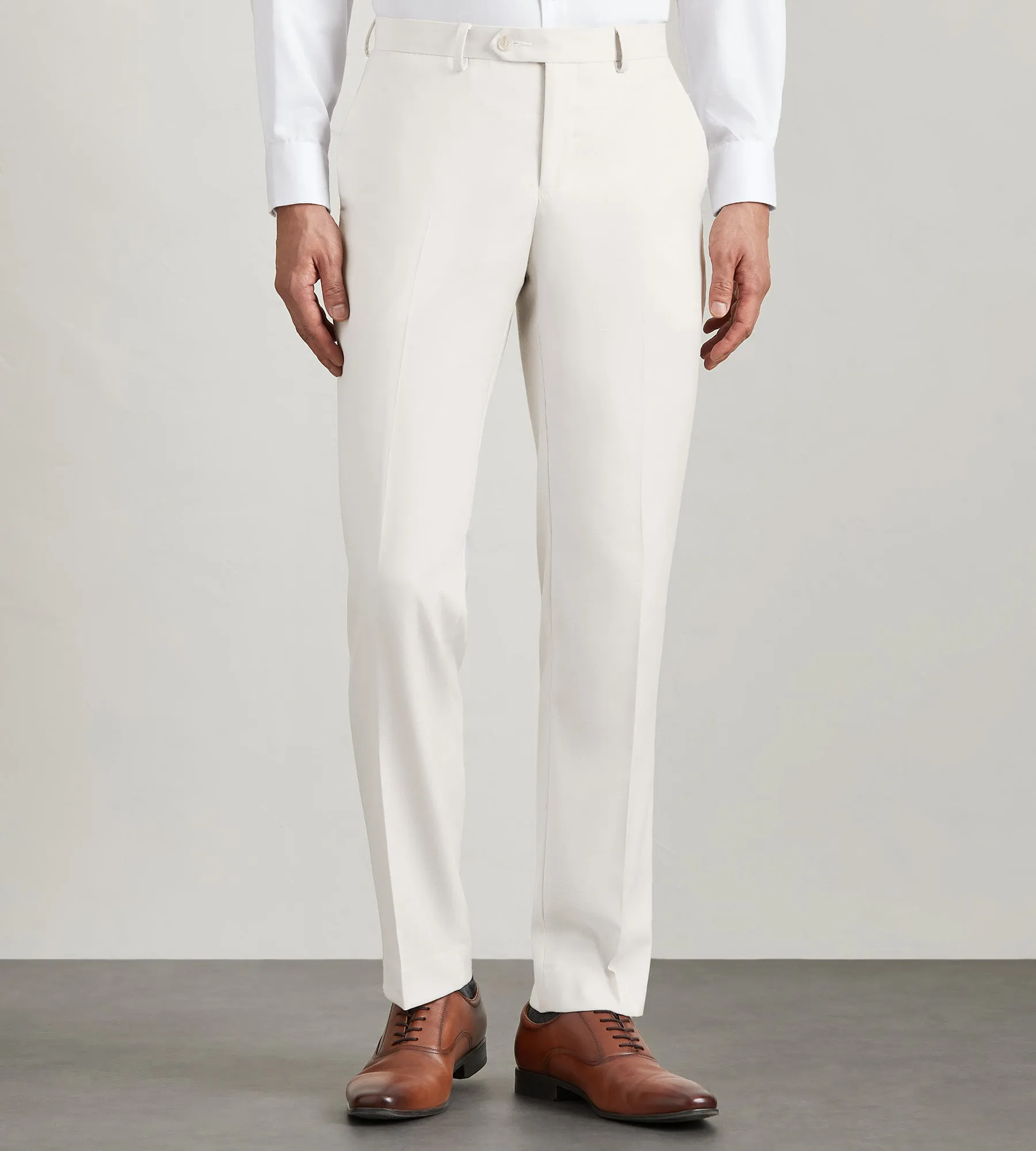 Weekend Style Slim Fit Off White Solid Suit Pant