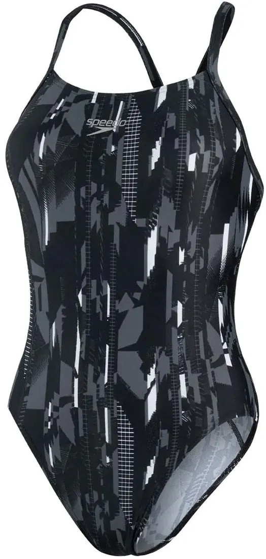 Nautical Theme Speedo Allover Rippleback Womens Swimsuit - Black