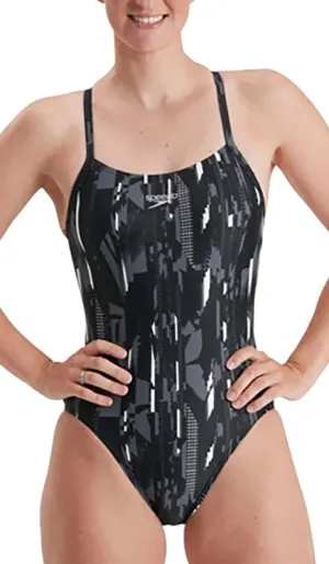 Speedo Allover Rippleback Womens Swimsuit - Black Travel Gear