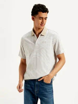 Men's Abstract Print Slim Fit Polo T-Shirt Breathable Shirt