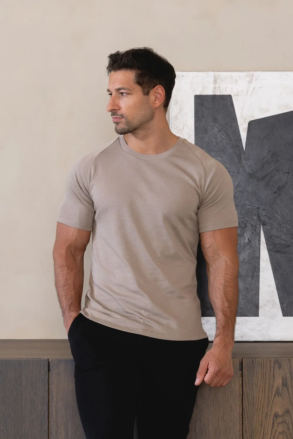 Knit Look T-Shirt in Mole Men's