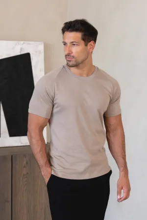 Knit Look T-Shirt in Mole Beach relaxation Moisture Wicking Fabric