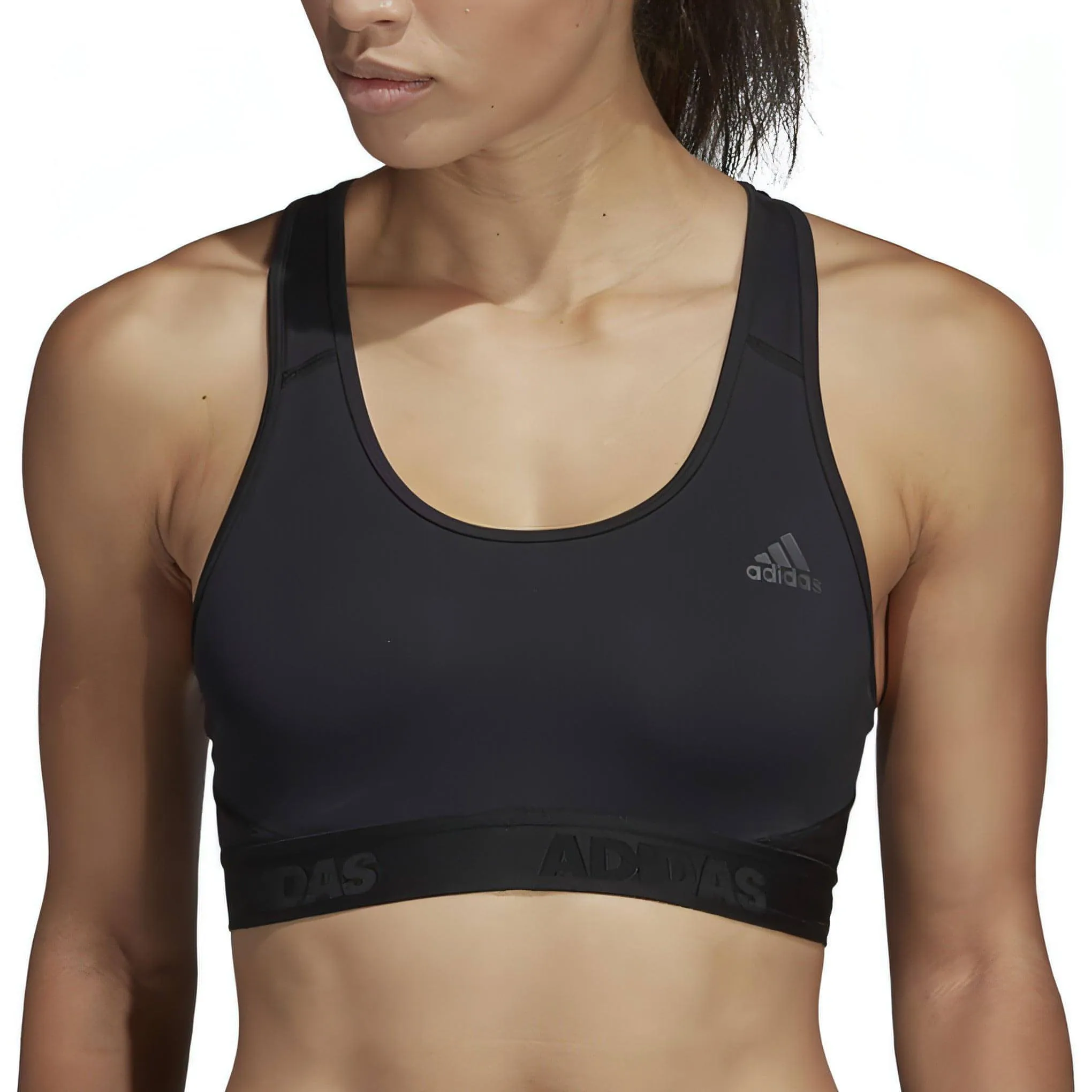 adidas Don't Rest AlphaSkin Womens Sports Bra - Black Wide straps seams