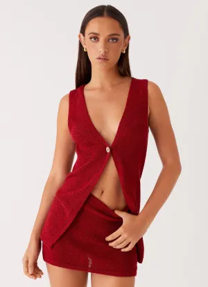 Confident Mood Capri Glow Knit Skirt - Maroon