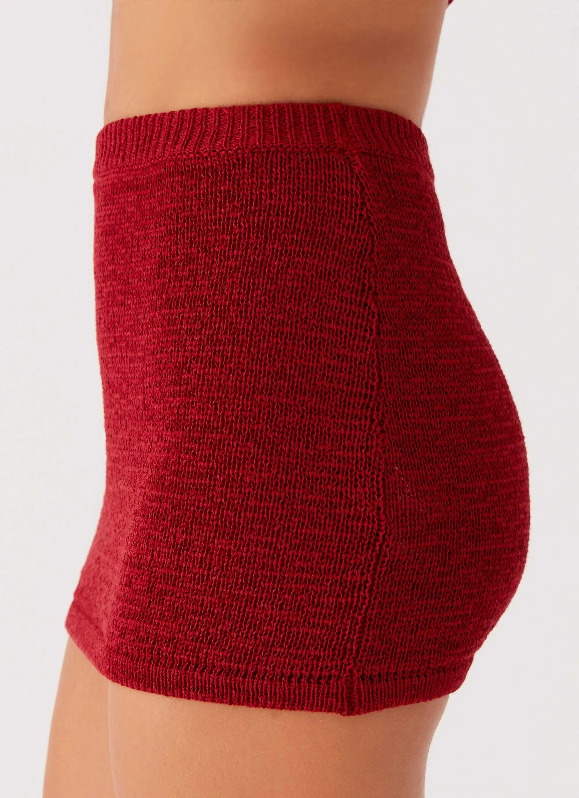 Shape Retention Capri Glow Knit Skirt - Maroon
