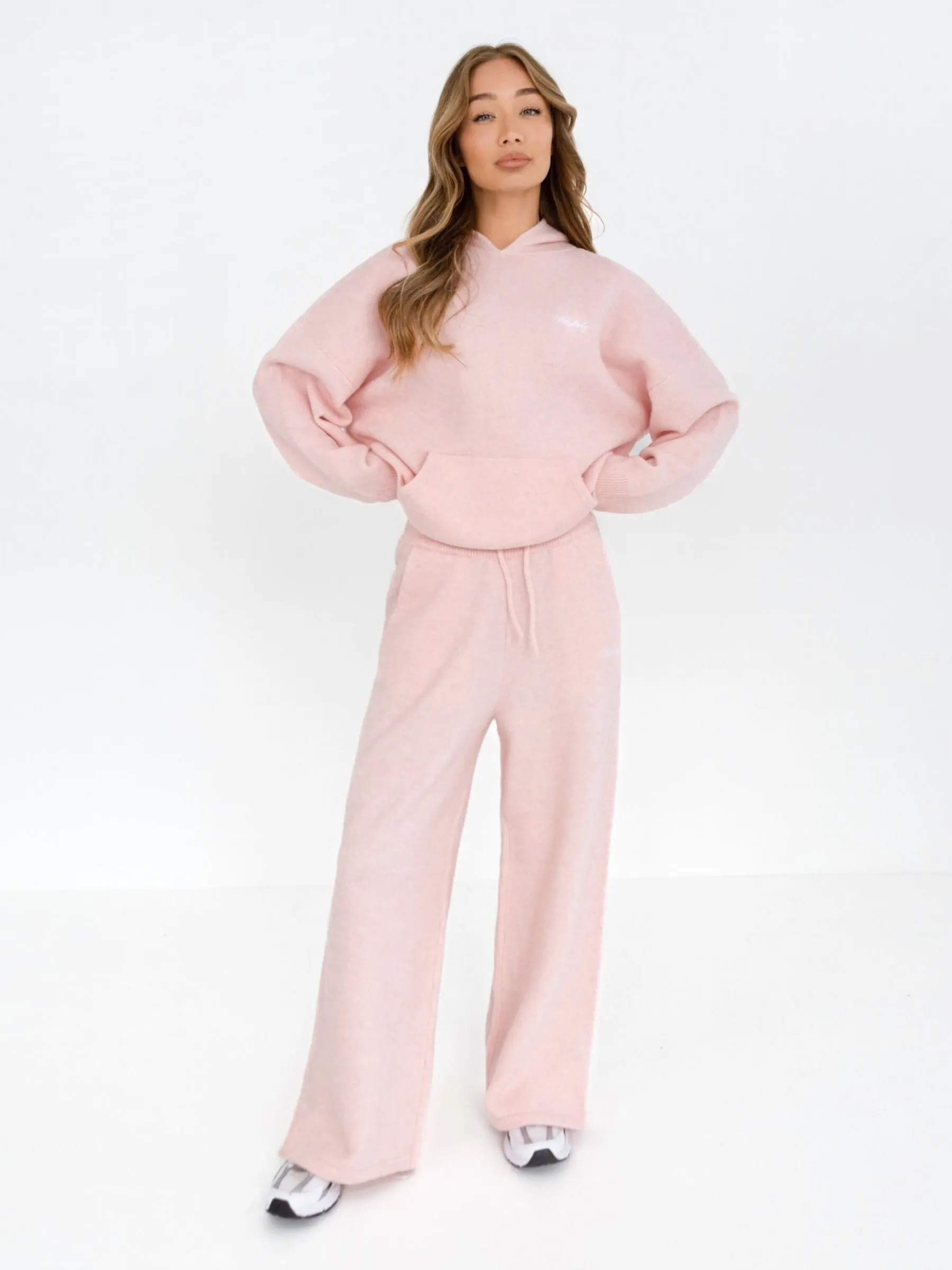 Oversized Knitted Hoodie - Marshmallow Pink Sloth like Minimalist Wardrobe