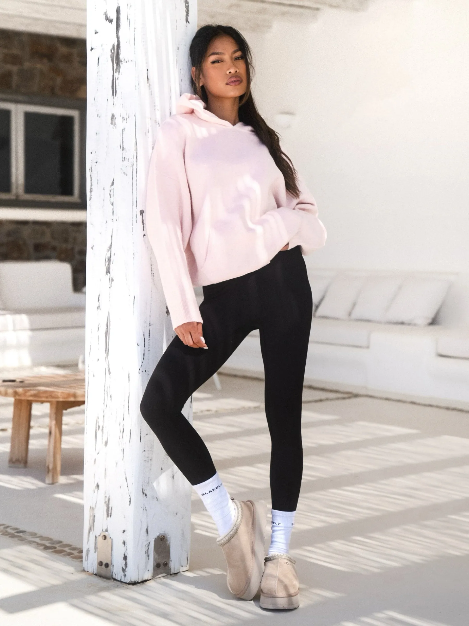 Cozy Energy No Snag Zipper Oversized Knitted Hoodie - Marshmallow Pink