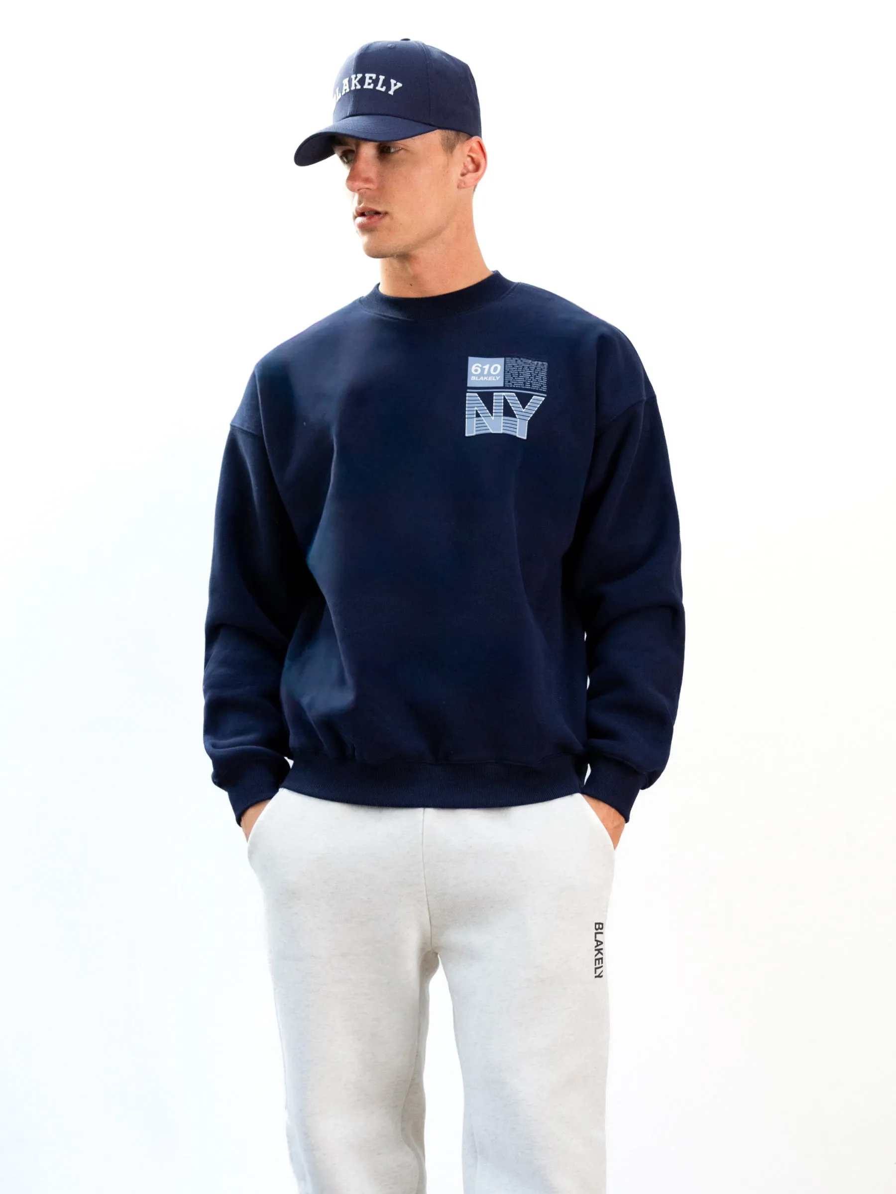 Essential Fit Italic Linear Relaxed Sweatpants - Marl White