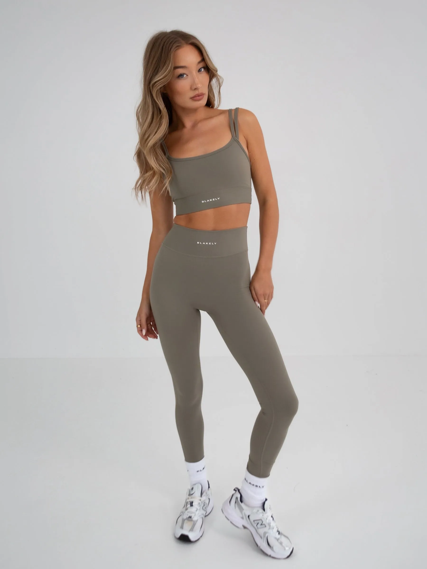 Ultimate Double Strap Bra - Safari Green High Neck