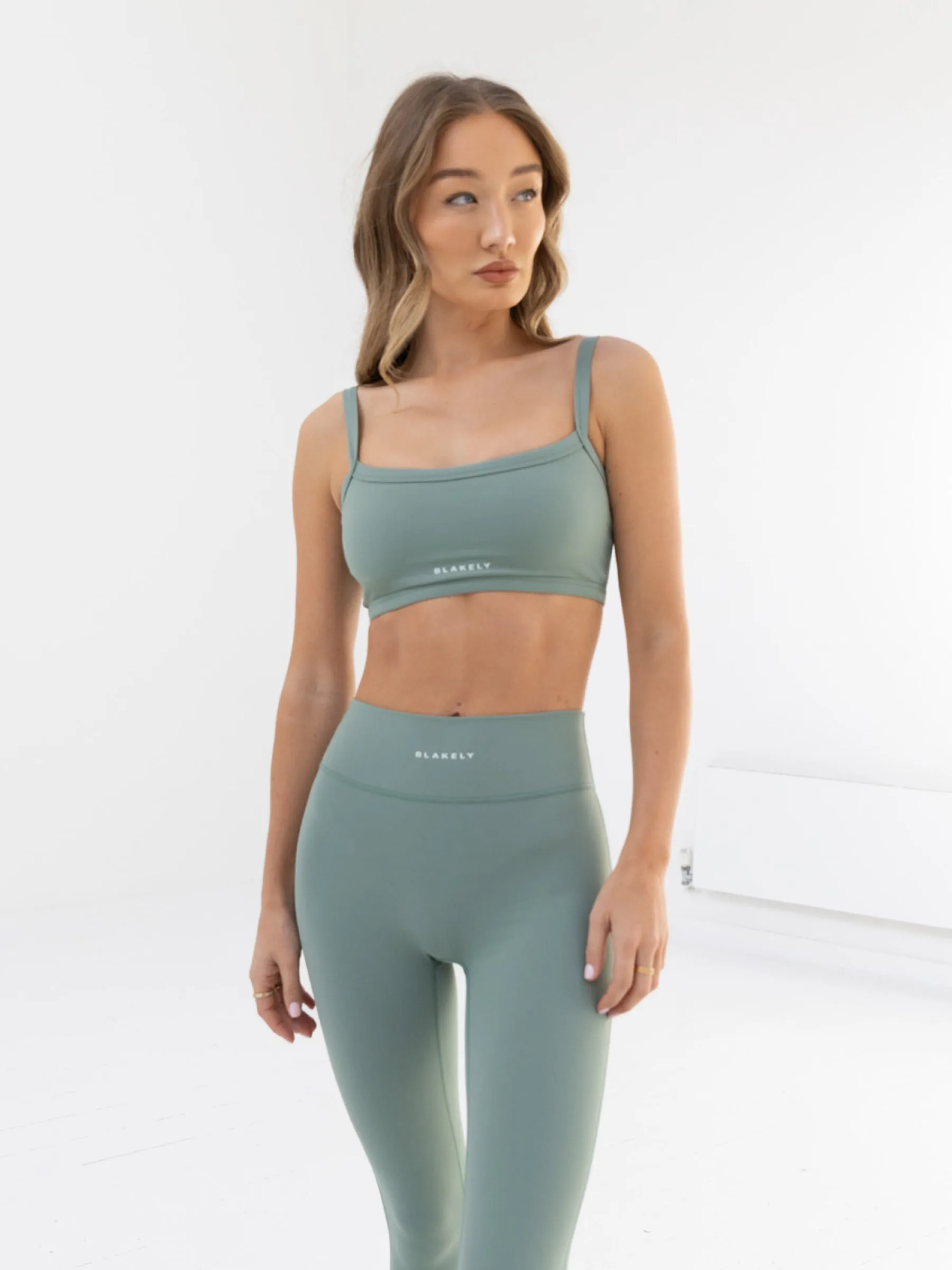Supportive Fabric Crisscross Back Support Ultimate Sports Bra - Sage Green