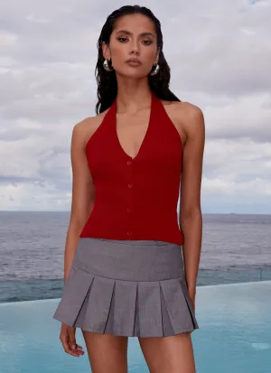 Danica Pleated Mini Skirt - Charcoal Sharp Look