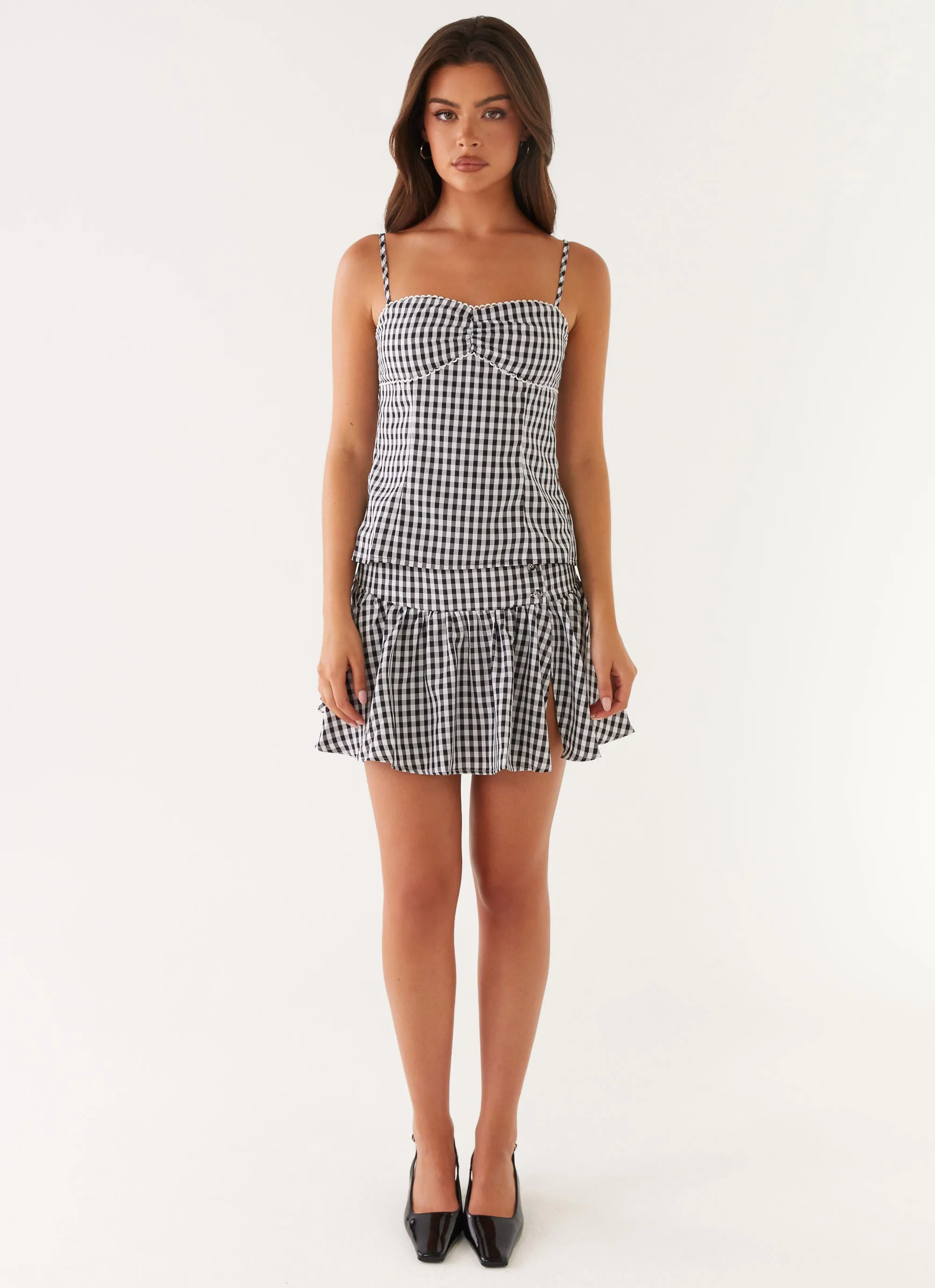 effortless grace Bellamy Mini Skirt - Black Gingham