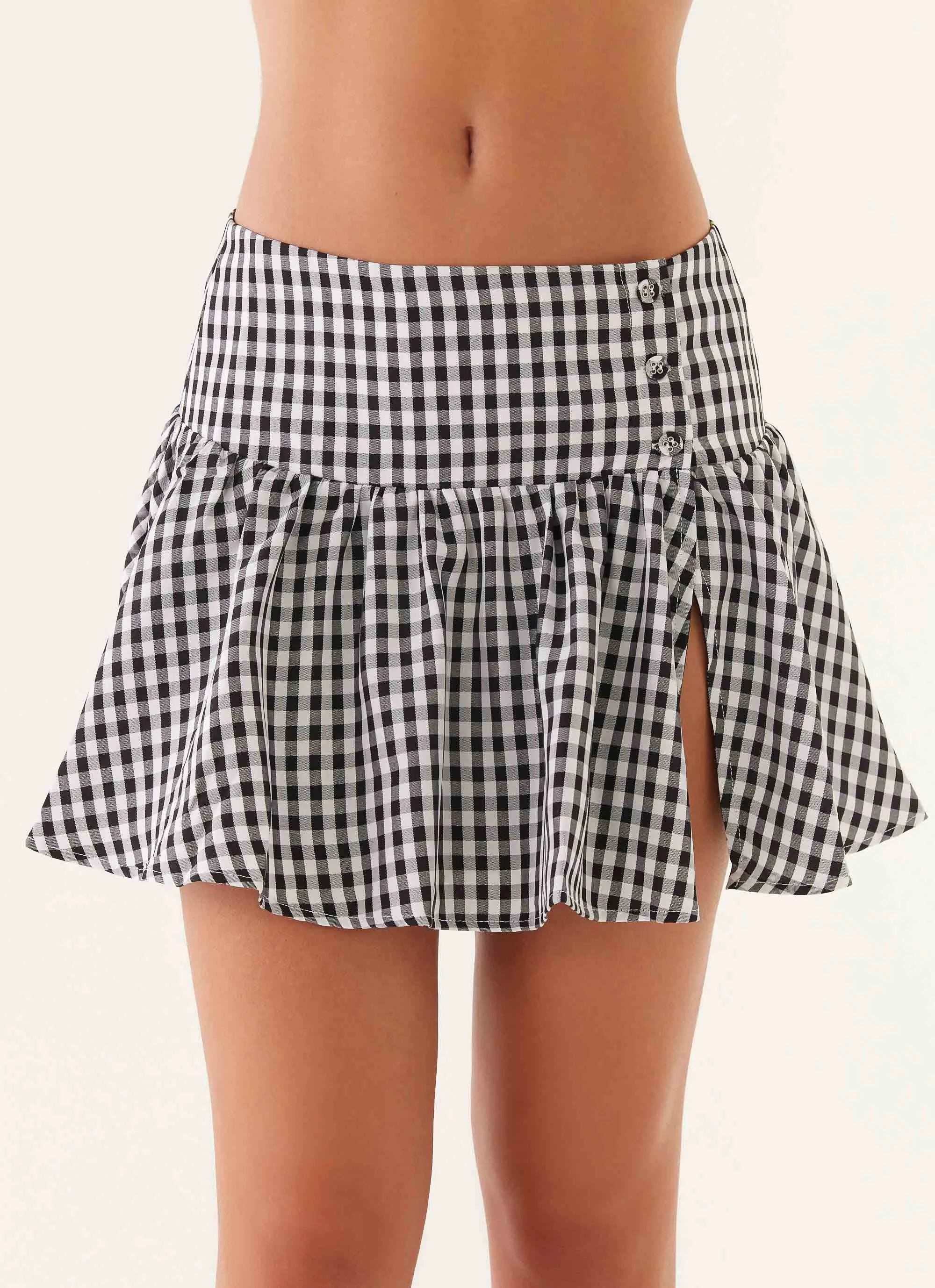 Texture Feel Night Out Bellamy Mini Skirt - Black Gingham