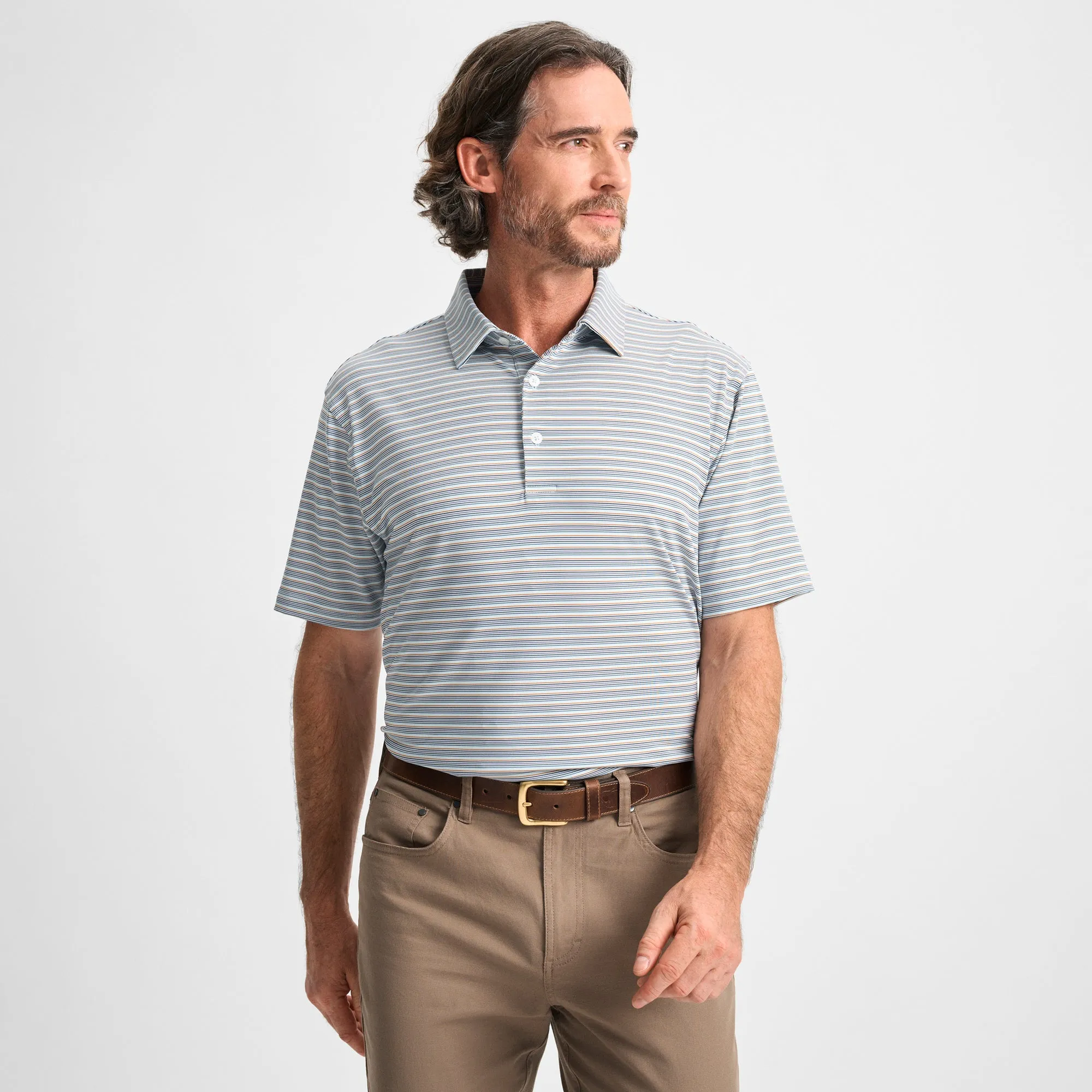 Multipinstripe Performance Polo Business casual