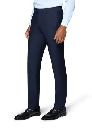 Smooth Finish Bergamo Elegant Slim Fit Pants - Navy