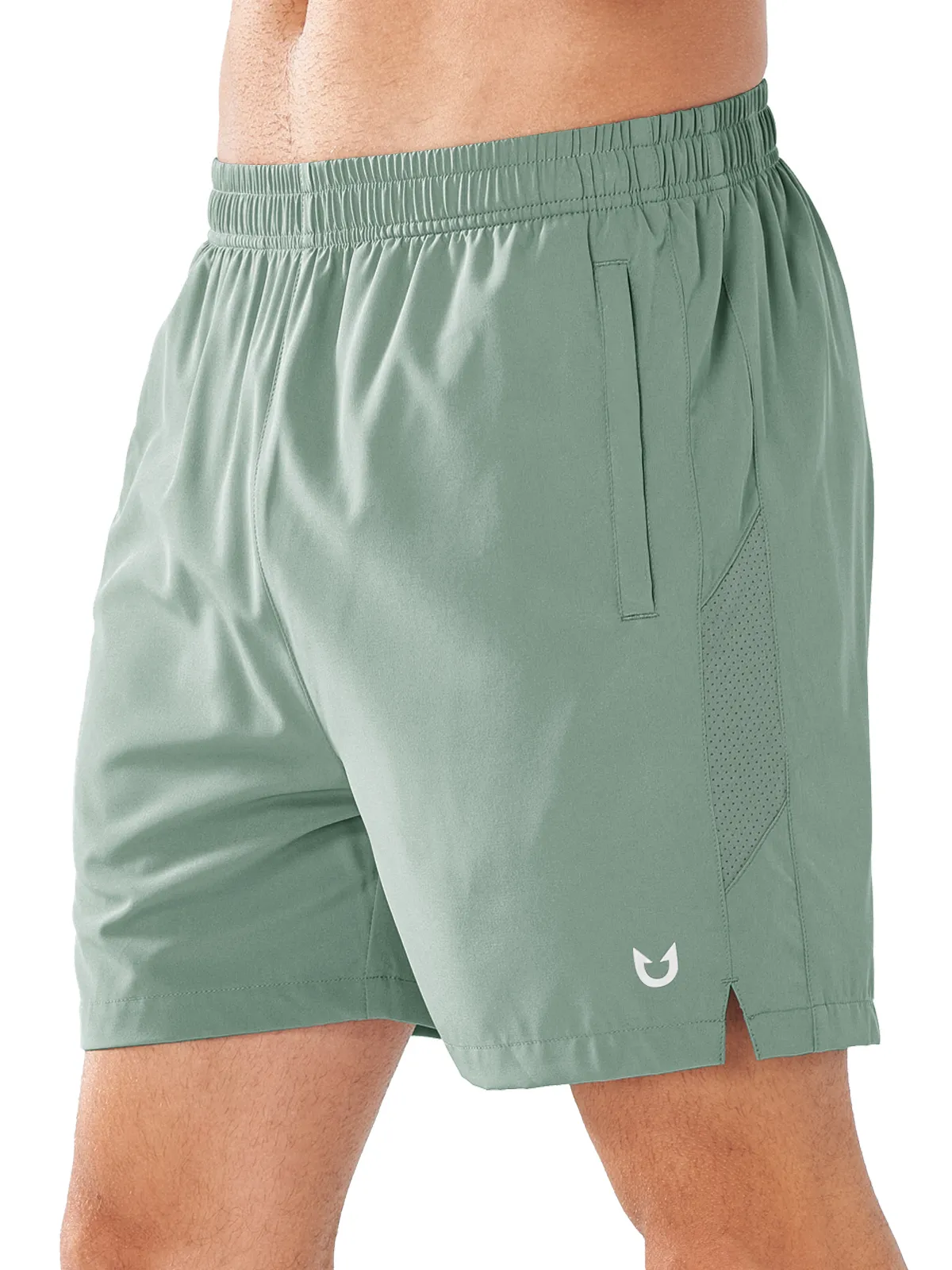 Men's Workout Running 5 inch Shorts with Pockets Quick Dry Fit Gym Laser Cut Edges