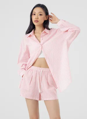 Soft Stripe Loose Fit Shirts Trend Glow