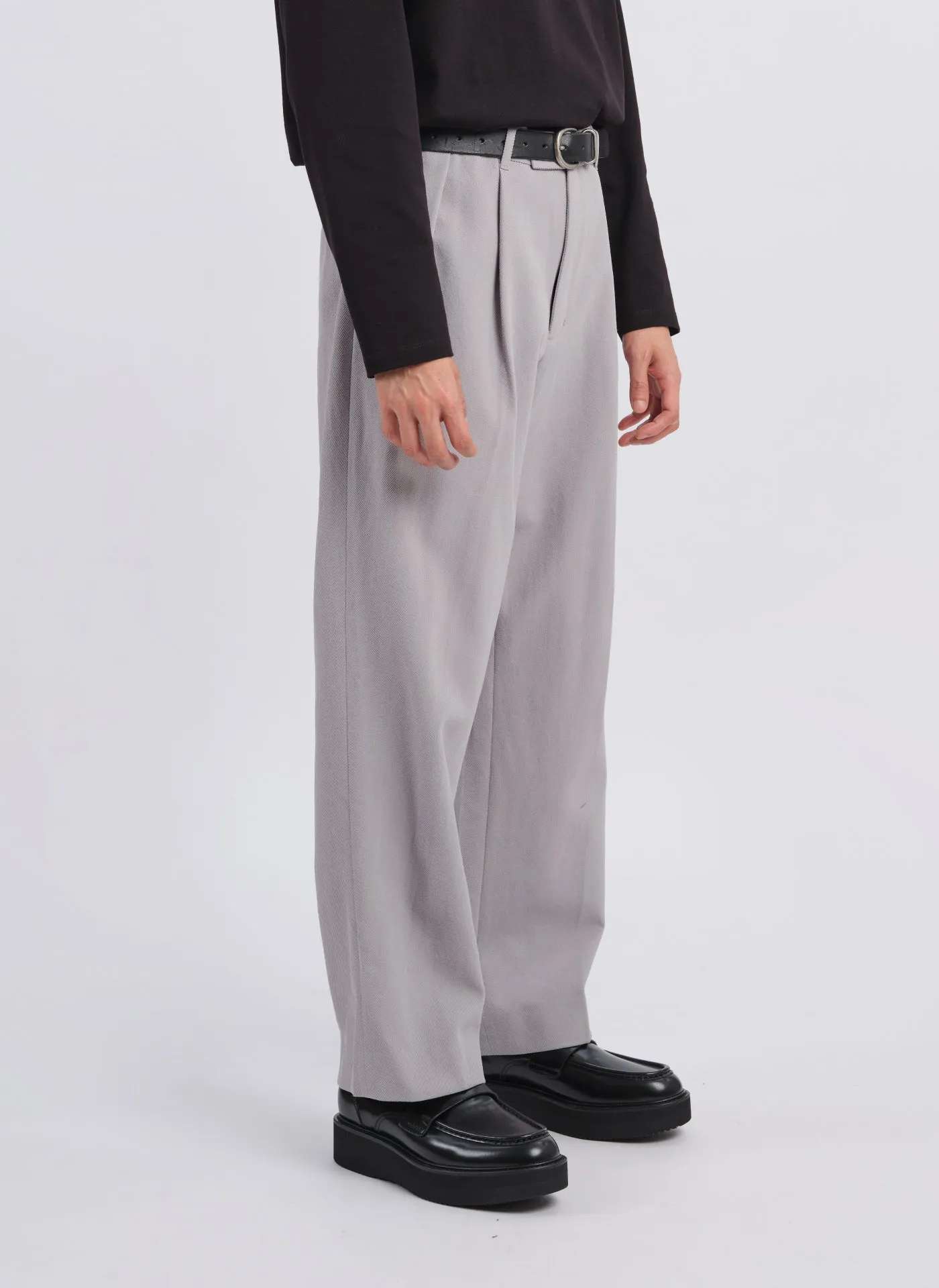 Cozy Vibe Clear Glow Solotex Garbardine (Work) Wide Tapered Pants [P-15]