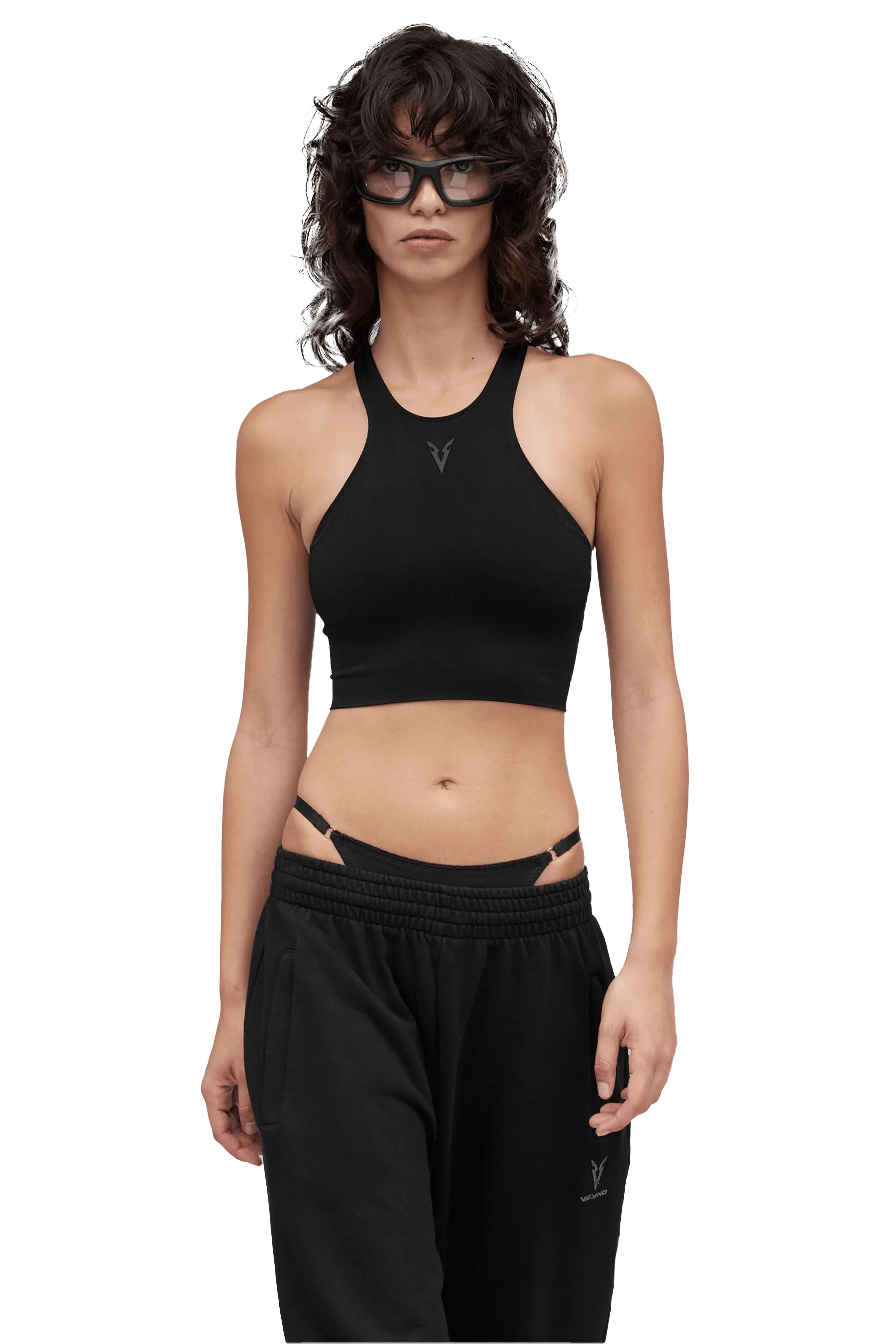 SPORTS BRA ULTRA LONG SEAMLESS  - Black Oversized Fit Easy adjustment