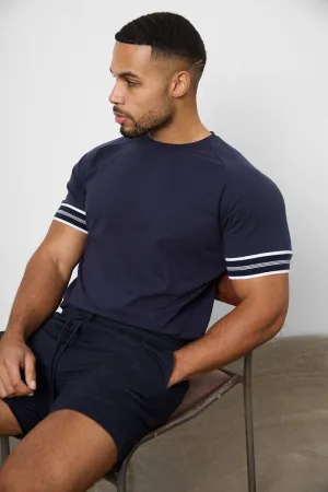Cozy Vibe Wear Odor Resistant Material Tipped Fashion Fit T-Shirt in Navy