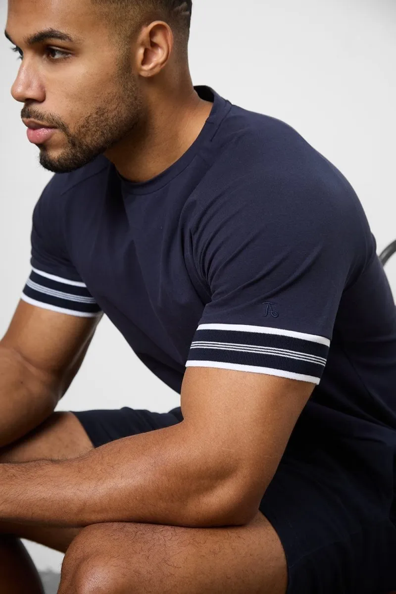 Tipped Fashion Fit T-Shirt in Navy Weekend Comfort Wear Soft and Light