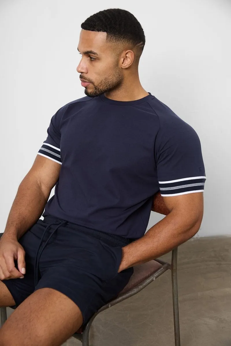 Cozy Vibe Wear Odor Resistant Material Tipped Fashion Fit T-Shirt in Navy