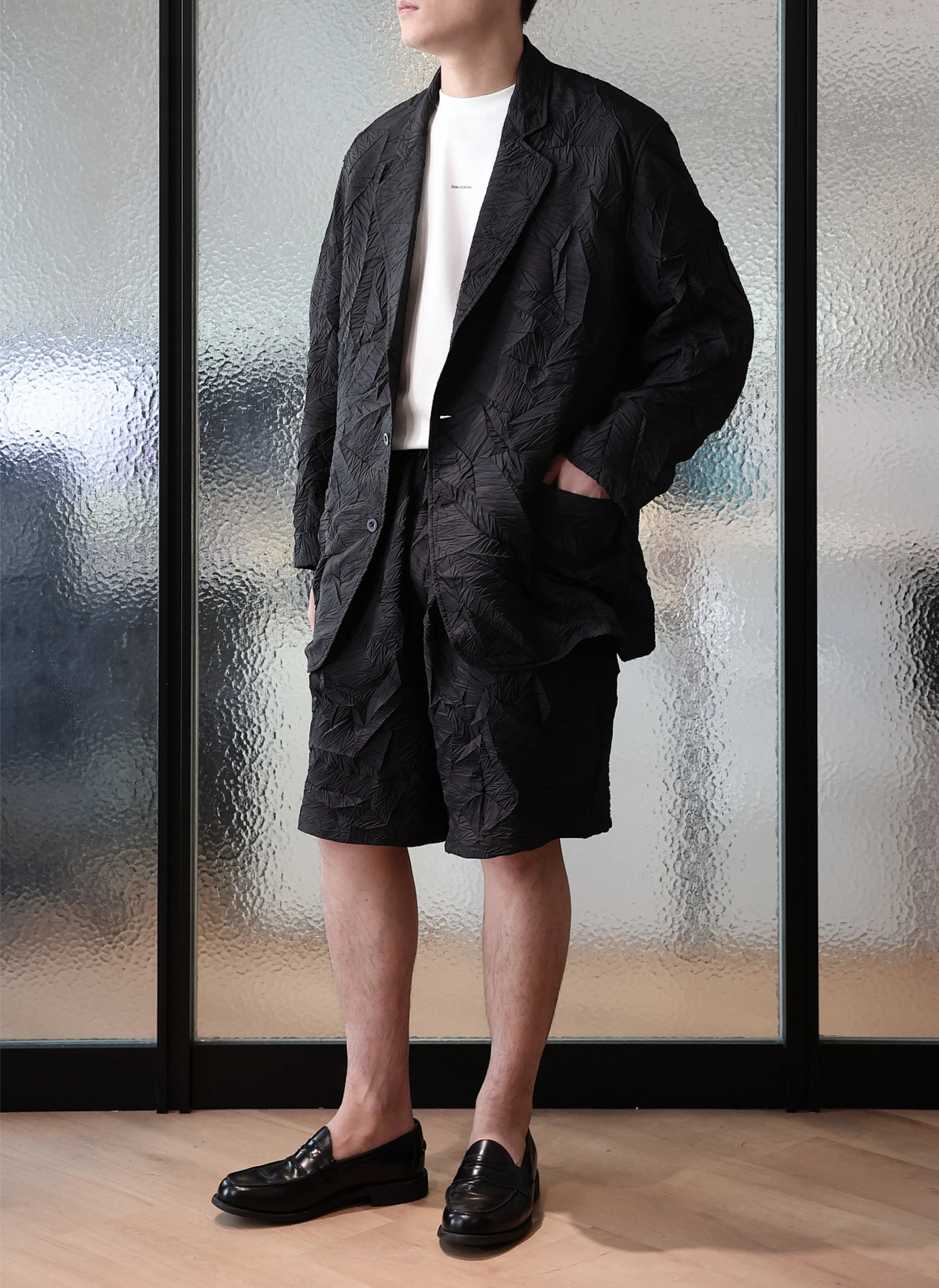 Morning Ease FourWay Stretch Distort Pleats Polyester Shorts
