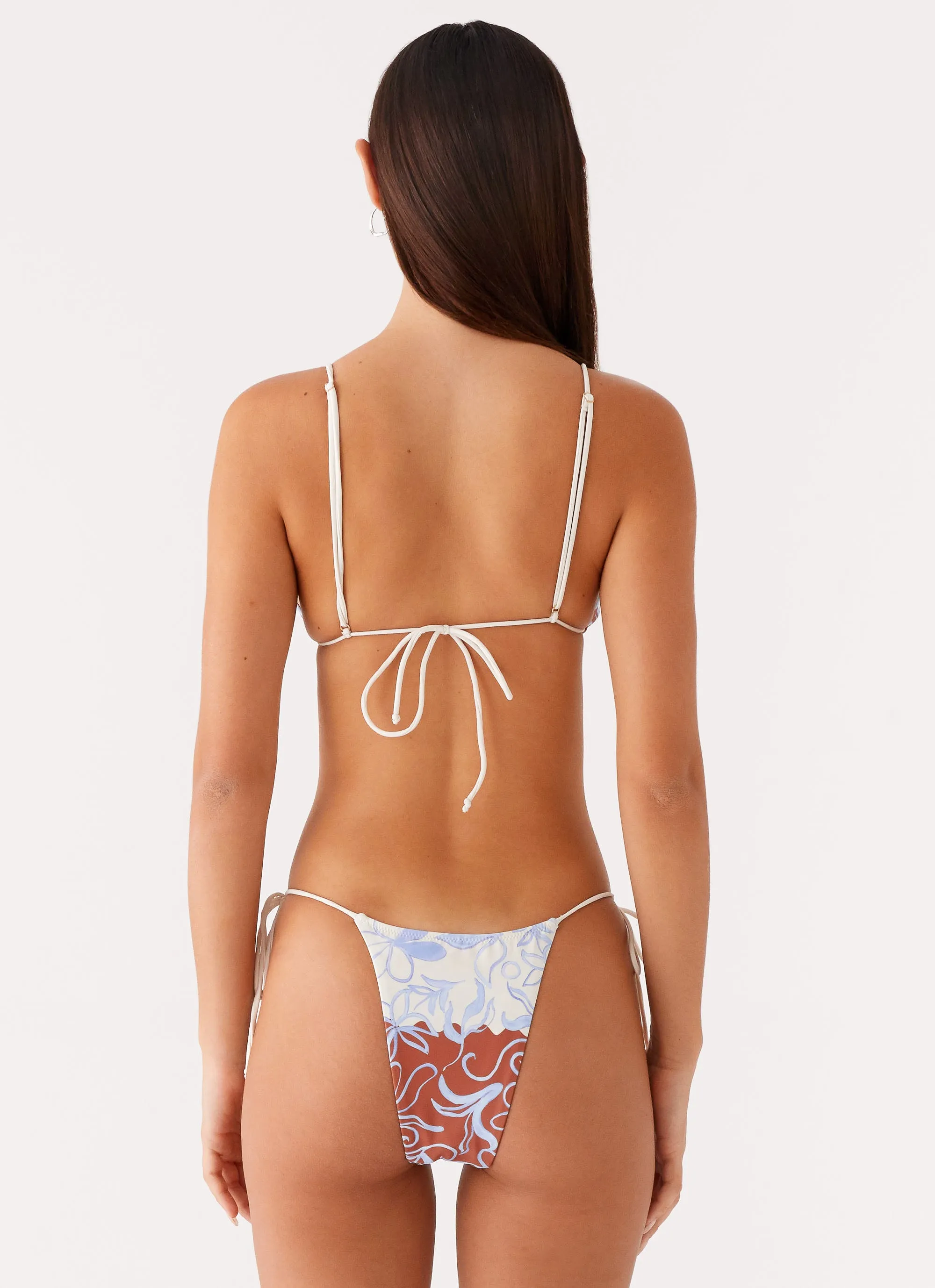 Summer Life Earthy-Tone Ryland Bead Bikini Bottoms - Bloom Wave Print