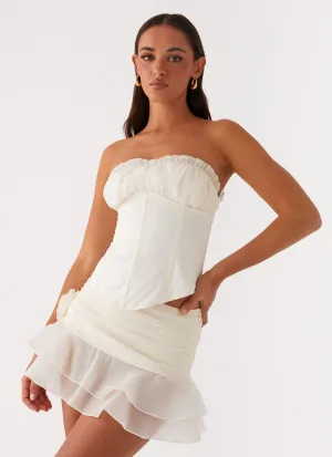 Call Me Never Tiered Mini Skirt - Ivory Elegant Layer Classic Comfort