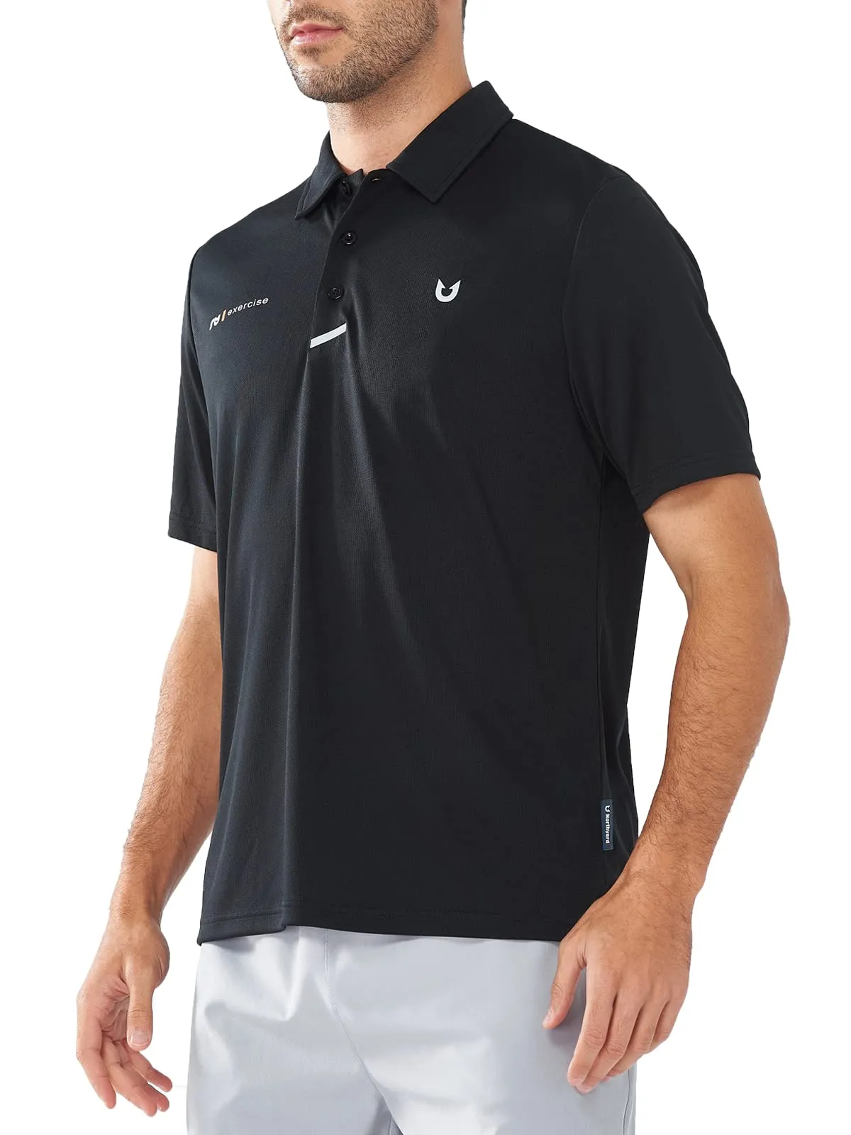 Men's Business Casual Polo Golf Shirts Button Short Sleeve for Tennis SingleJersey Knit