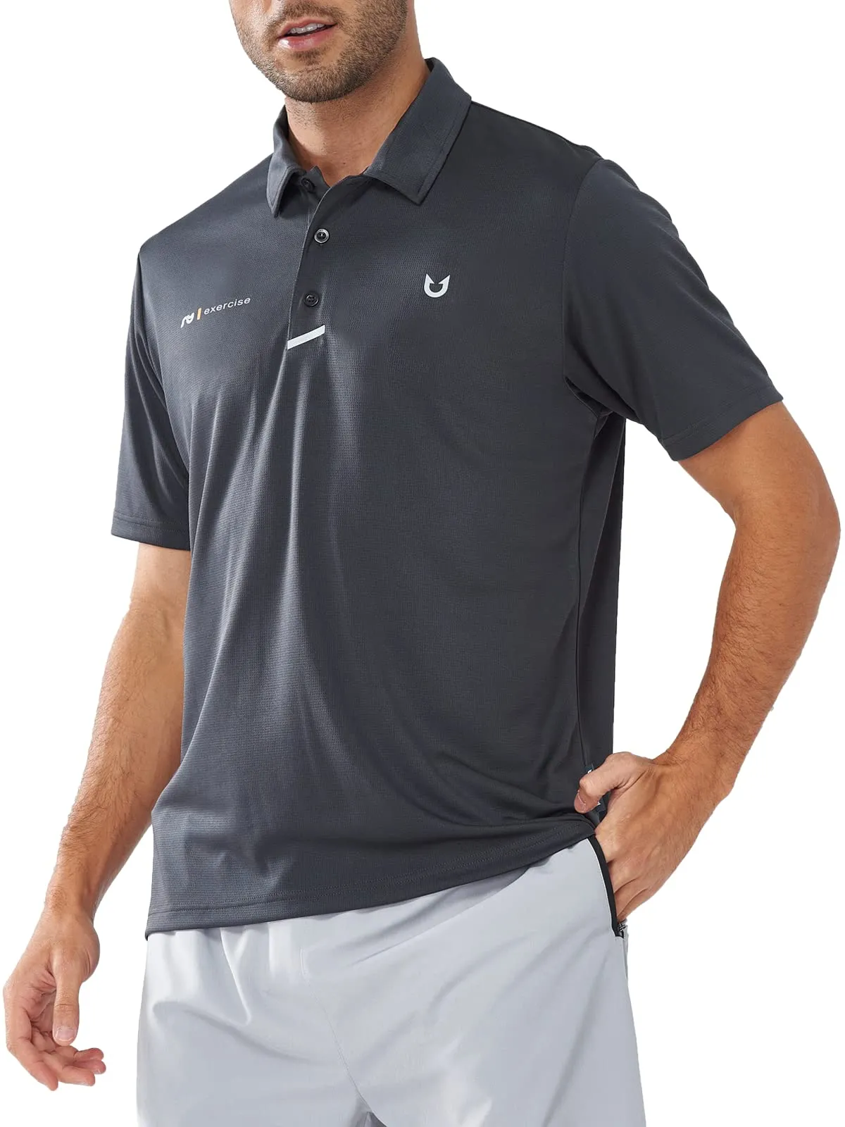 Men's Business Casual Polo Golf Shirts Button Short Sleeve for Tennis UV-Resistant Gym To Office