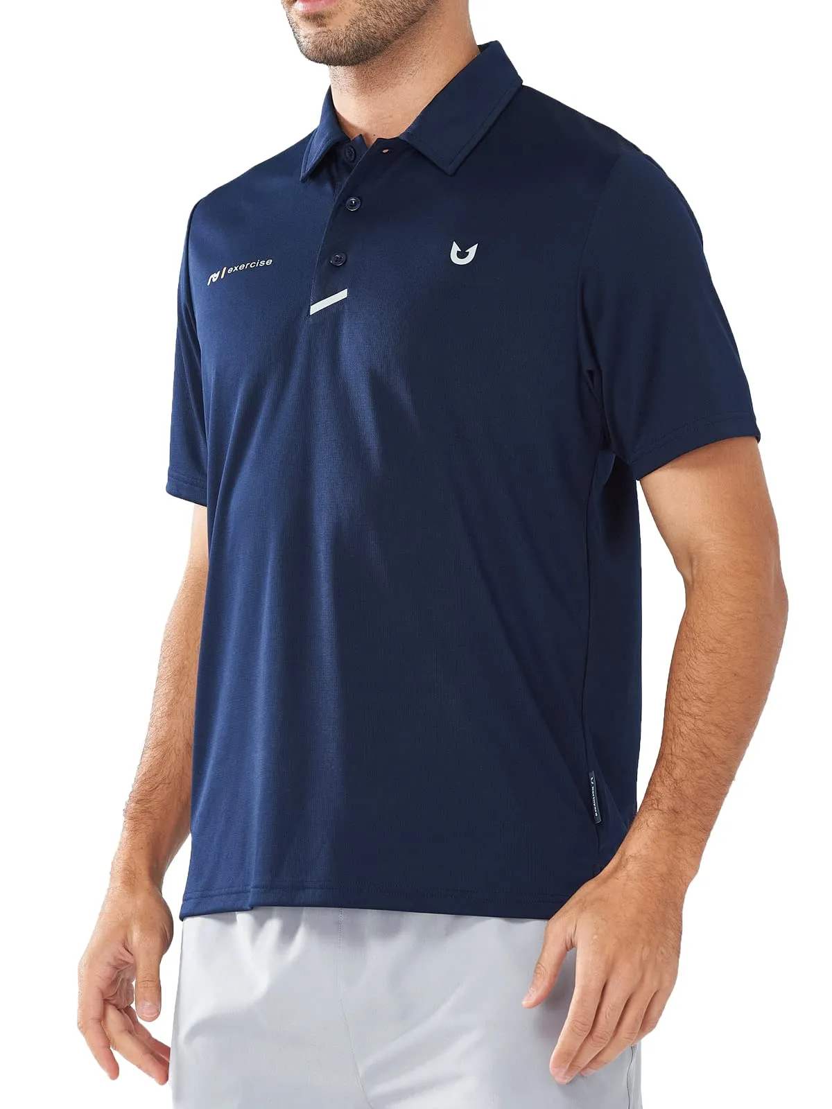 Men's Business Casual Polo Golf Shirts Button Short Sleeve for Tennis Layering Piece