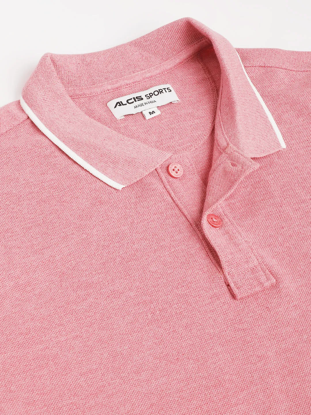 Alcis Men's Red Melange Soft-Touch Regular-Fit Athleisure Polo T-Shirt Corporate Event