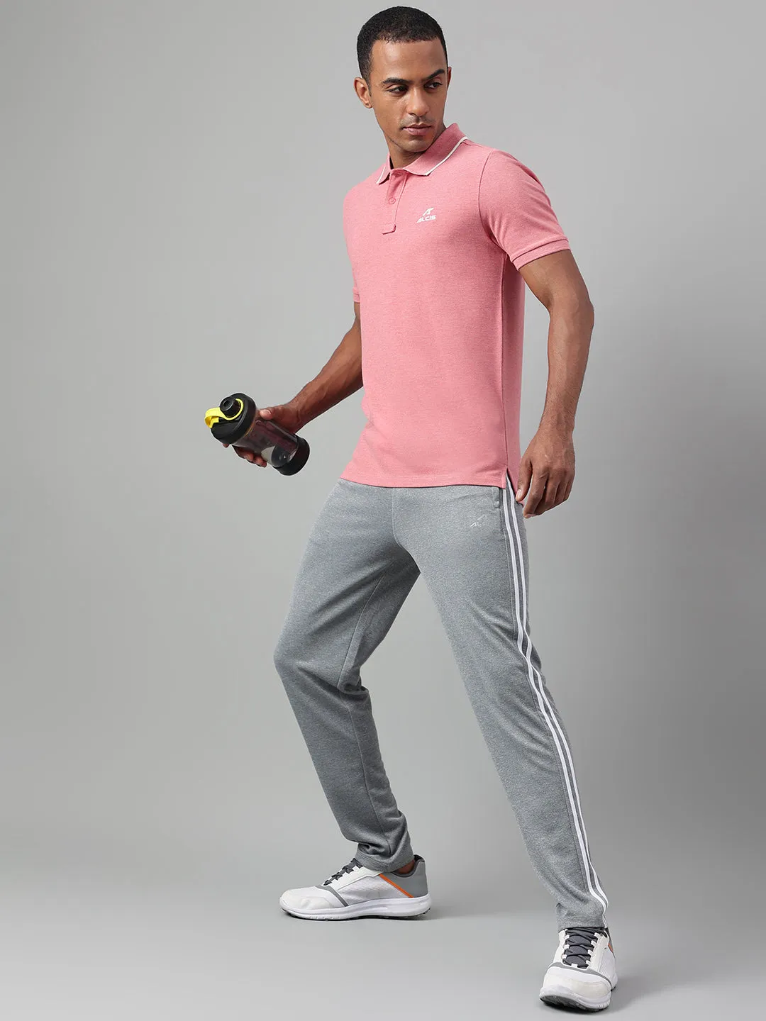 Dressy Casual Alcis Men's Red Melange Soft-Touch Regular-Fit Athleisure Polo T-Shirt