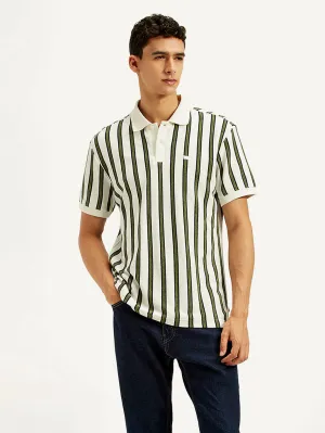 Non Iron Finish Retro Vibe Men's Striped Slim Fit Polo T-Shirt