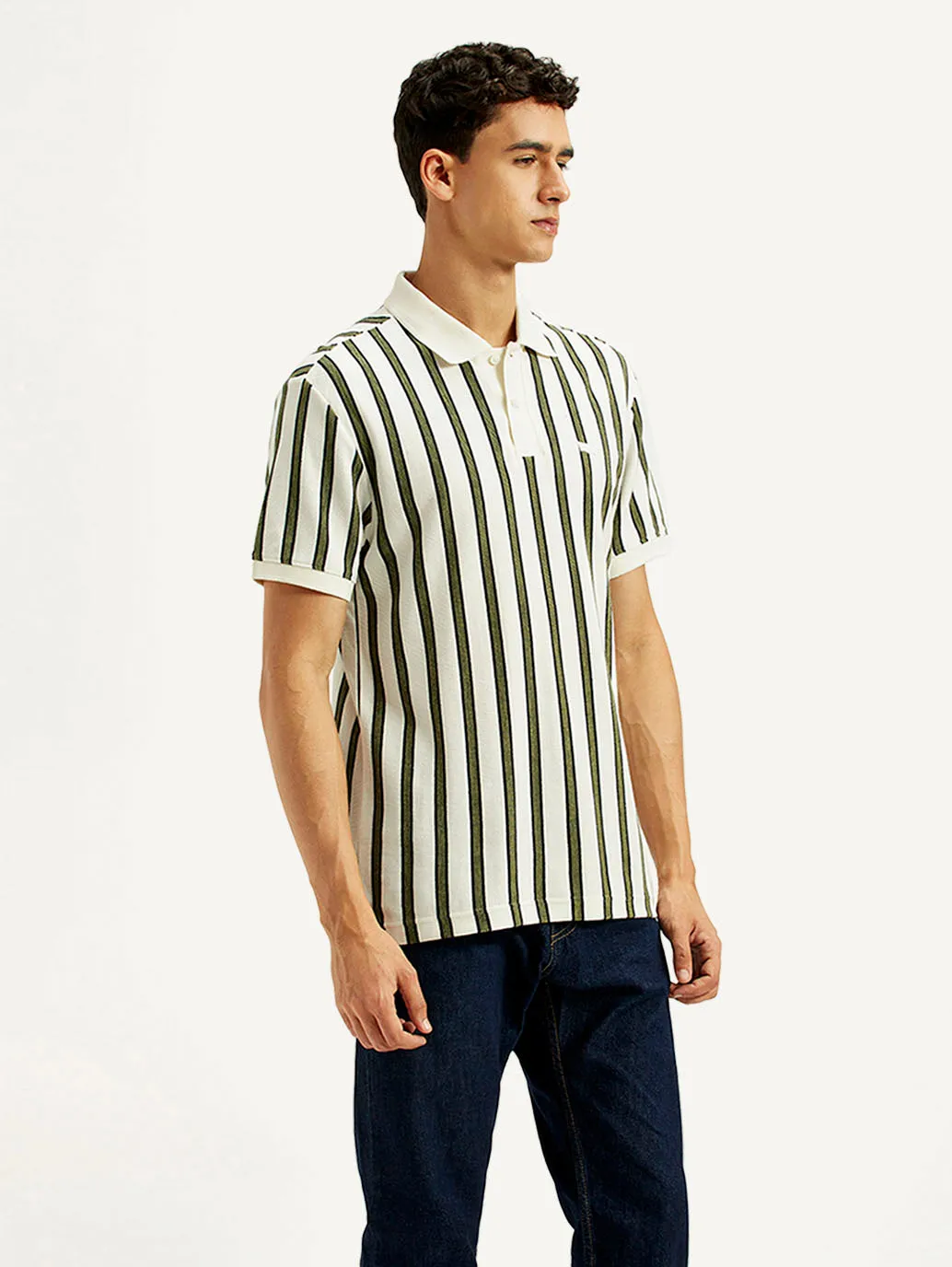 Men's Striped Slim Fit Polo T-Shirt Corporate Dress Code