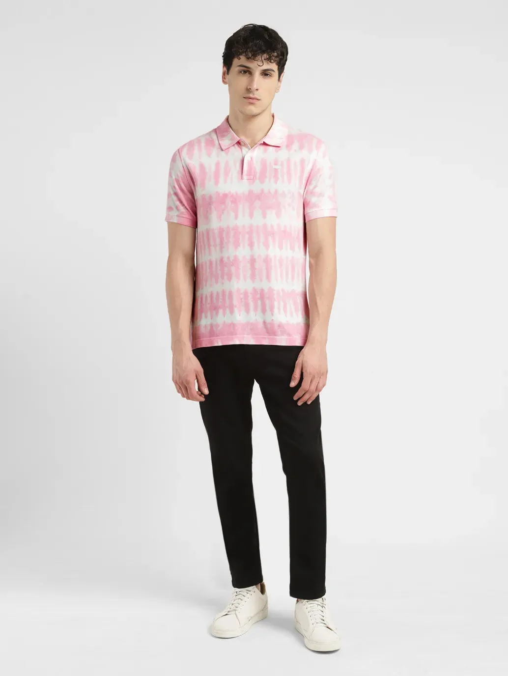 Men's Tie -Dye Slim Fit Polo T-shirt Snap Button Closure