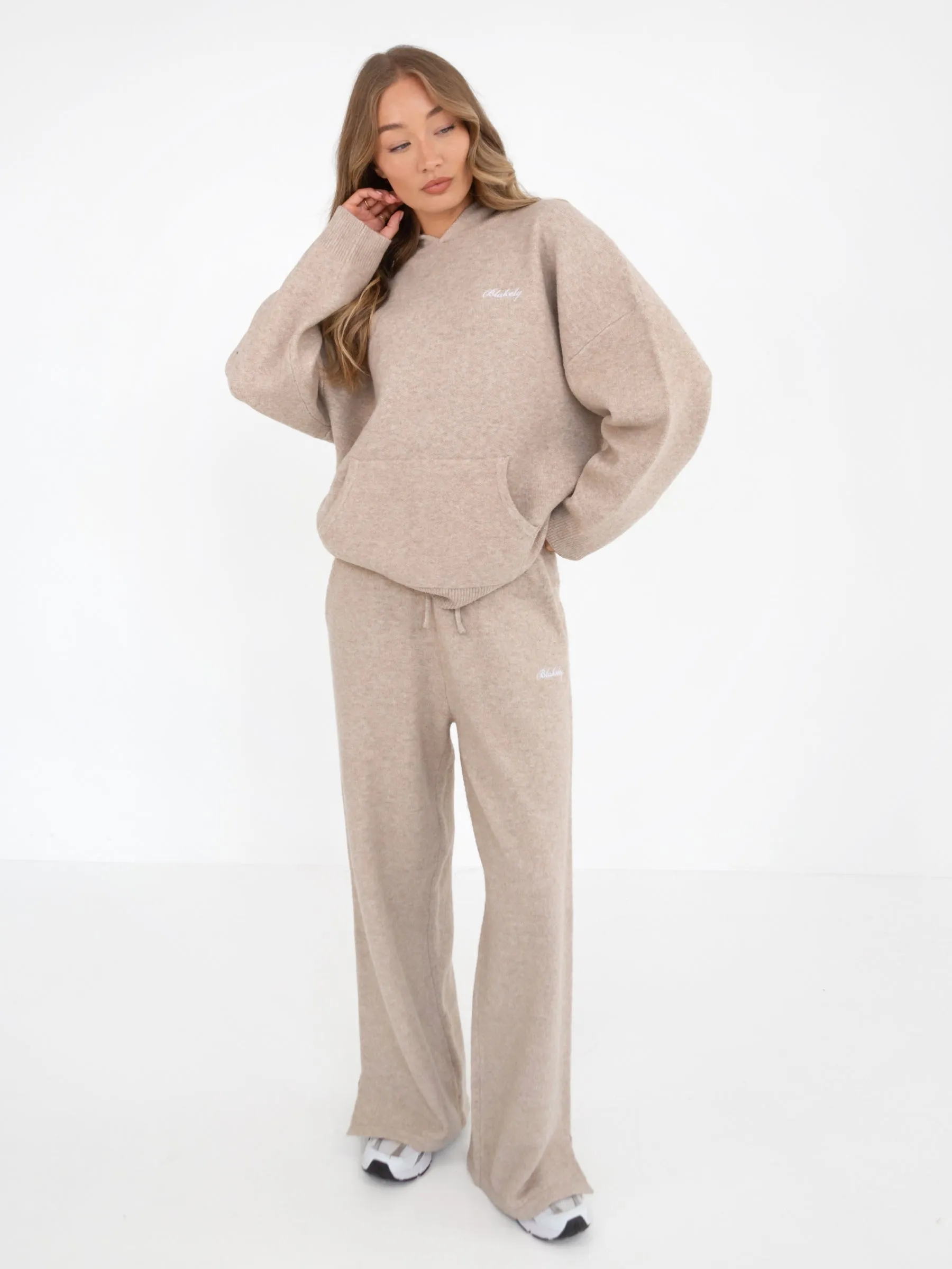 Warm Insulation YKK Zipper Oversized Knitted Hoodie - Toasted Taupe
