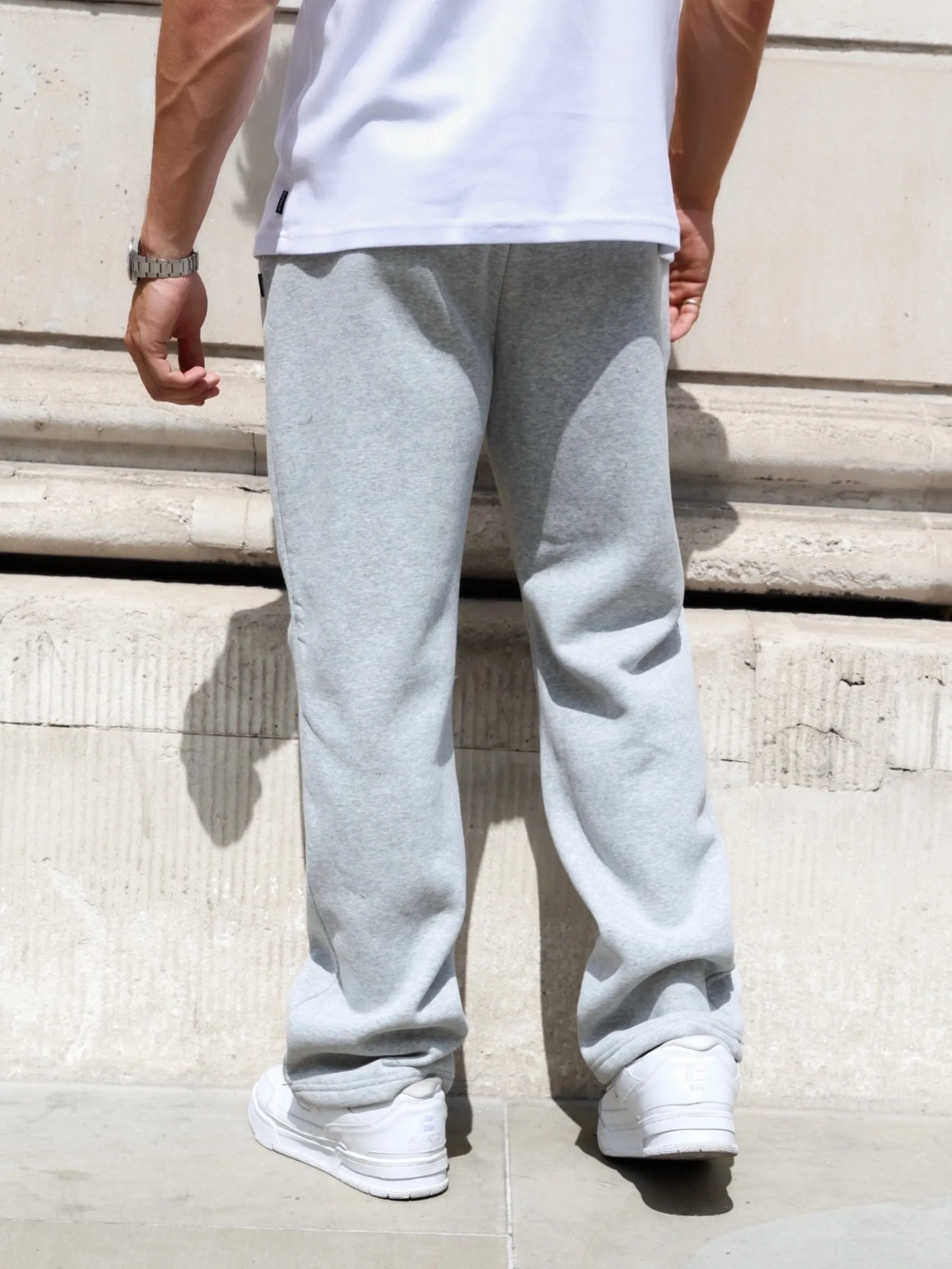 StretchWaistband Detachable belt Arlo Wide Leg Sweatpants - Marl Grey
