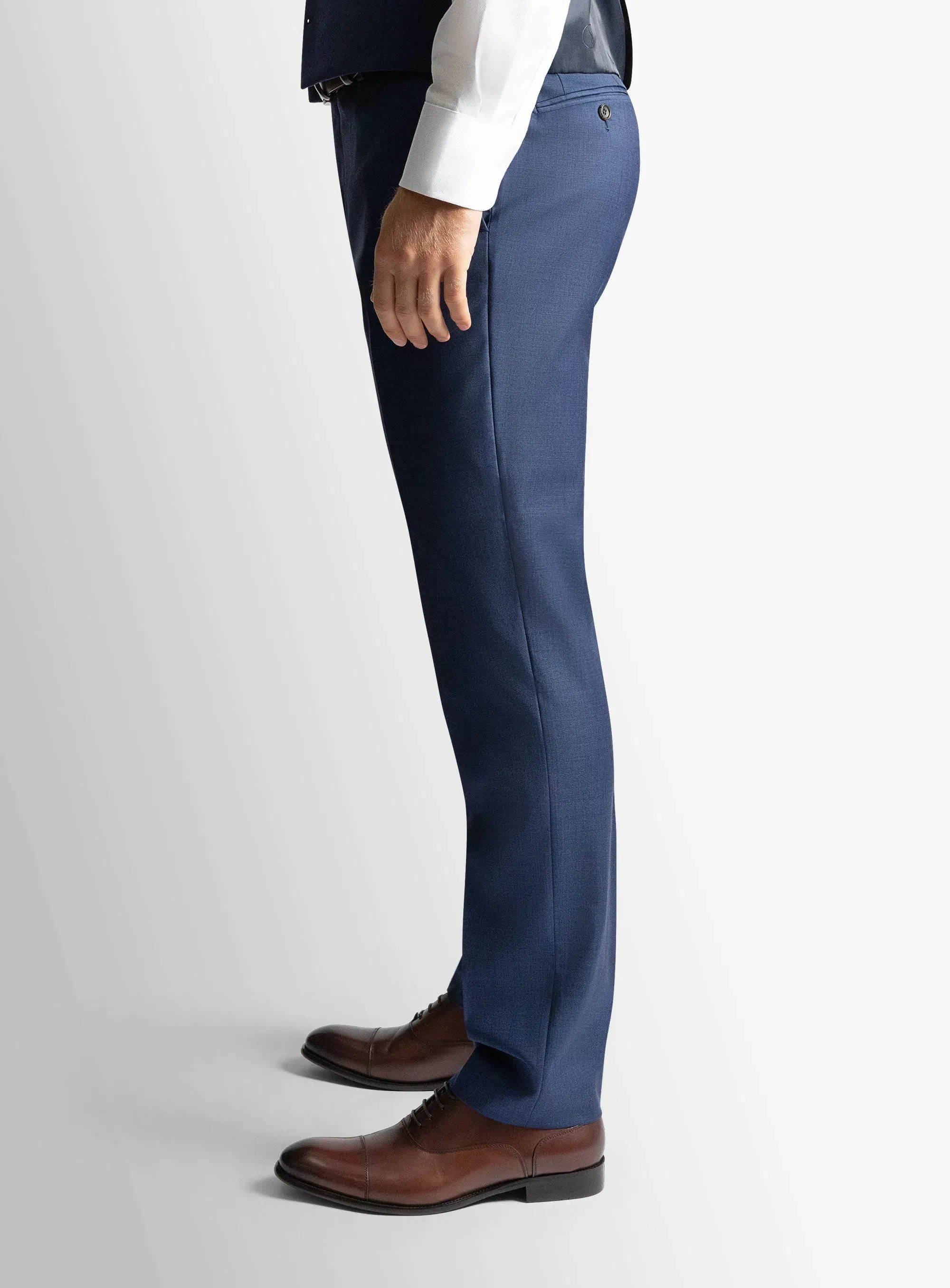 Tailored Silhouette Customizable length Dexter Sharkskin Blue Suit Trousers
