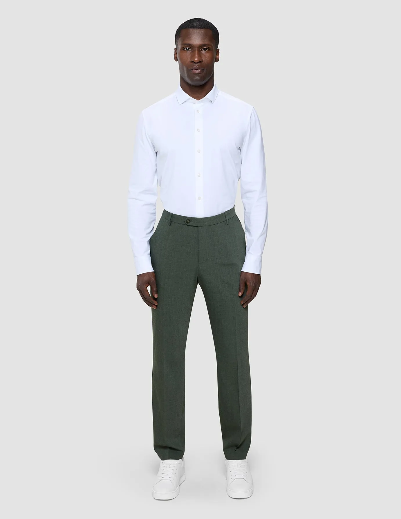 Workwear Tech Wool Suit Pants Slim Green Night