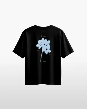 Graphic Oversized Tee in Black Sesame (Stronger) Raw Hem Finish