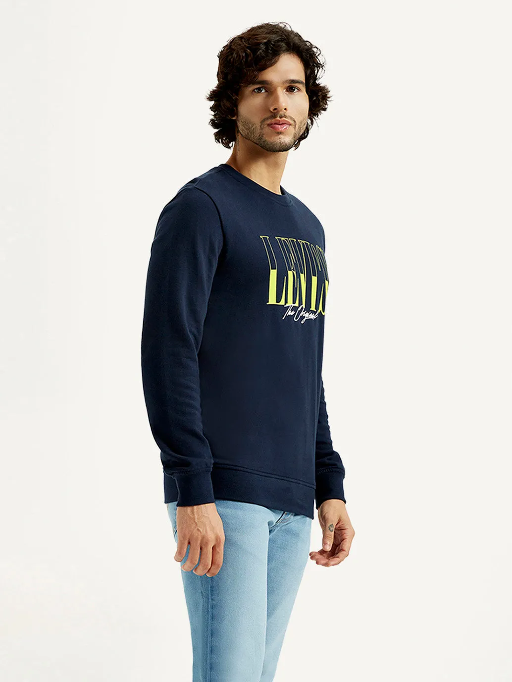 Men's Printed Round Neck Sweatshirt theater look