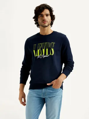 Men's Printed Round Neck Sweatshirt Modern Silhouette Alpaca like