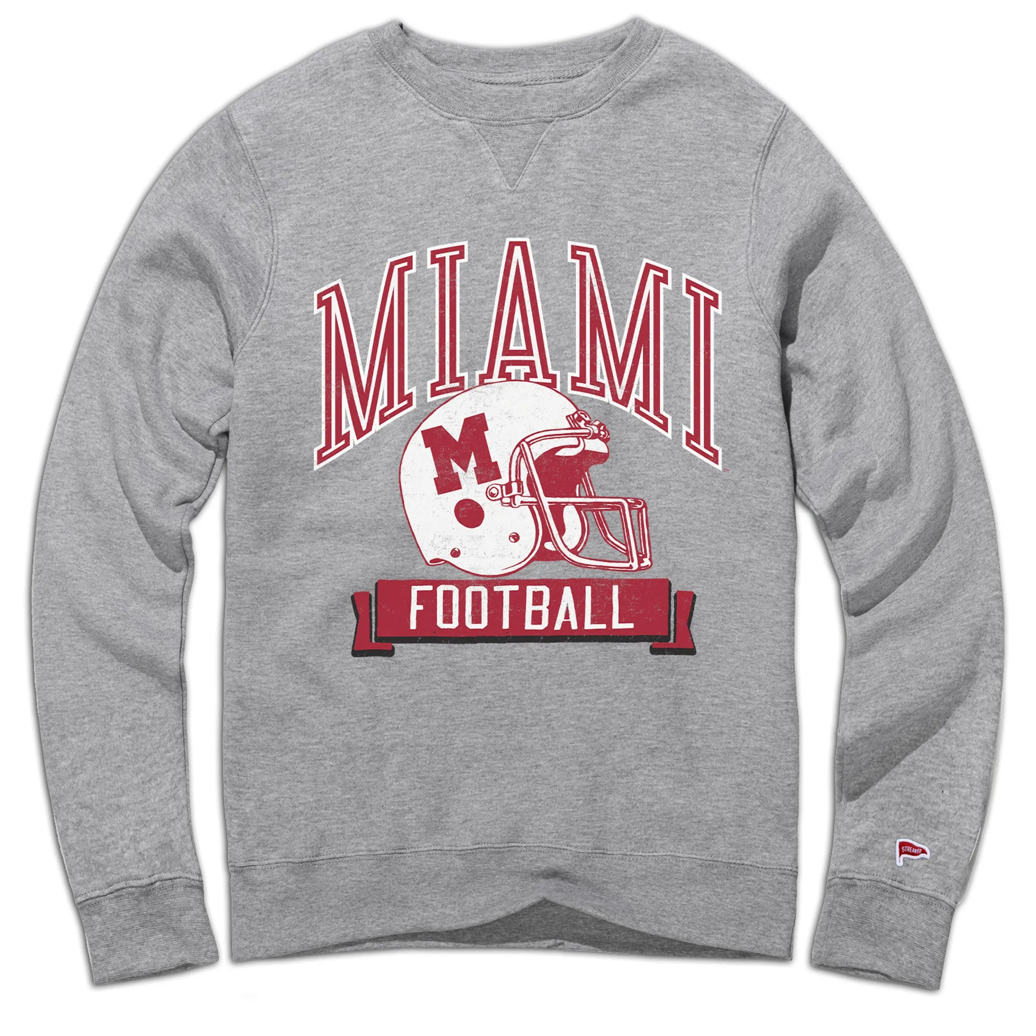 Miami University Vintage Football Crewneck Sweatshirt Autumn Staple Wrinkle Free Fabric