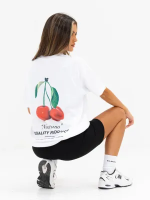 Callie Cherry Oversized T-Shirt - White Light and Comfortable