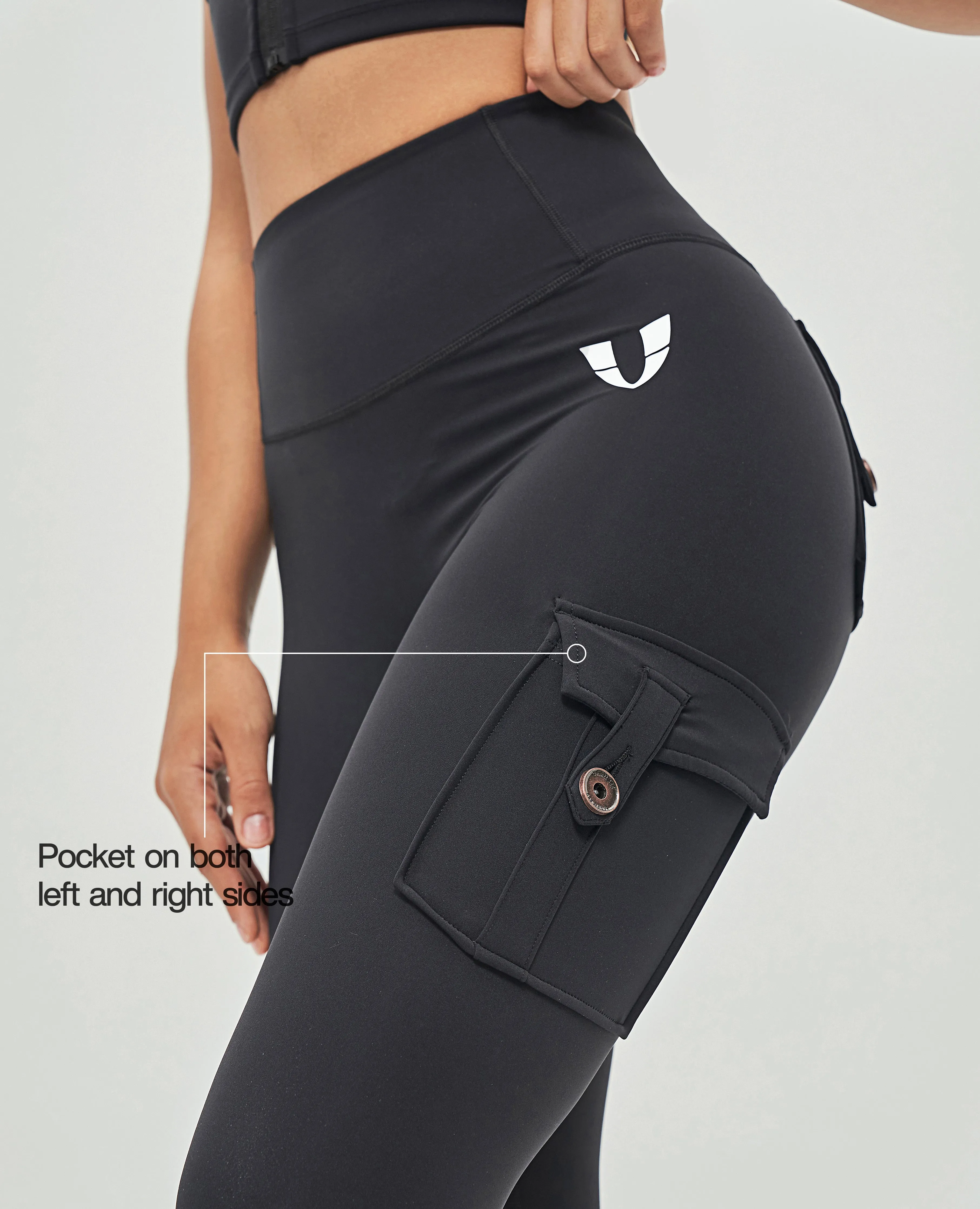 Body Sculpt High Waisted Cargo Leggings - Black All Purpose Fast Dry