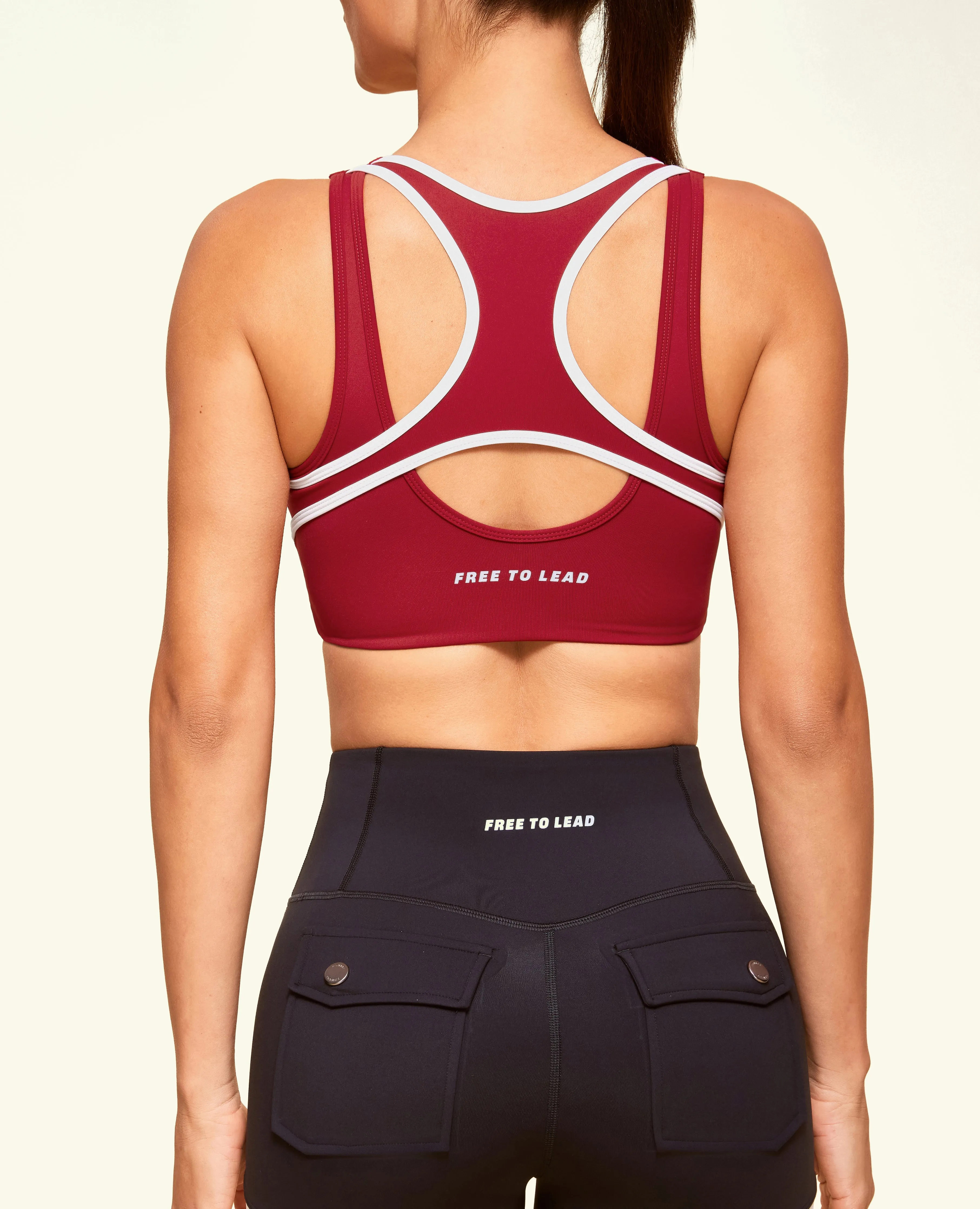 Hollow Active Sports Bra - Red Cranberry Seamless Design
